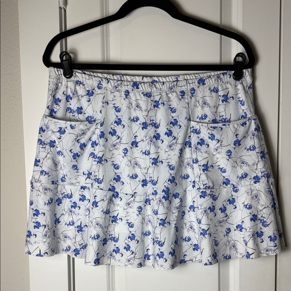 Denisecron Wall Blue Floral Print Skort